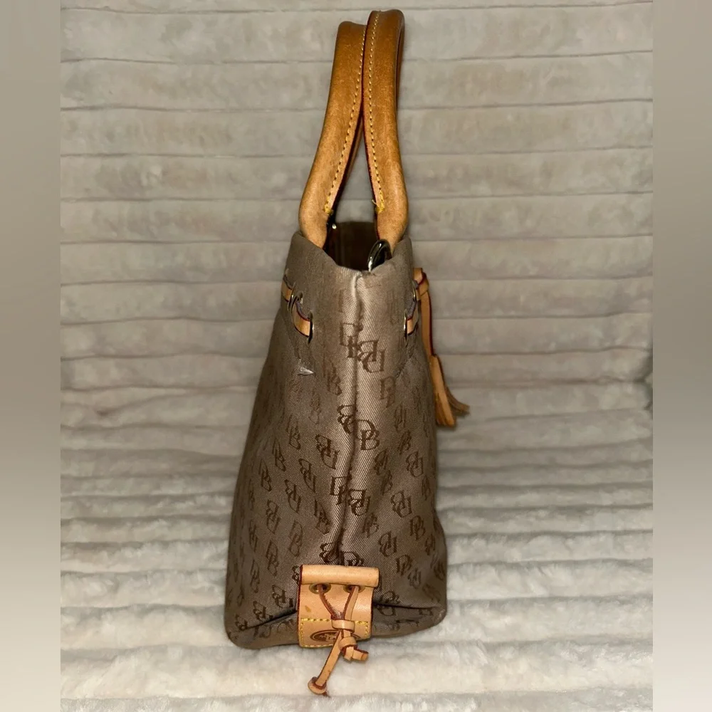 Dooney & Bourke Brown Monogram Tote with Tassel - Picture 7 of 13